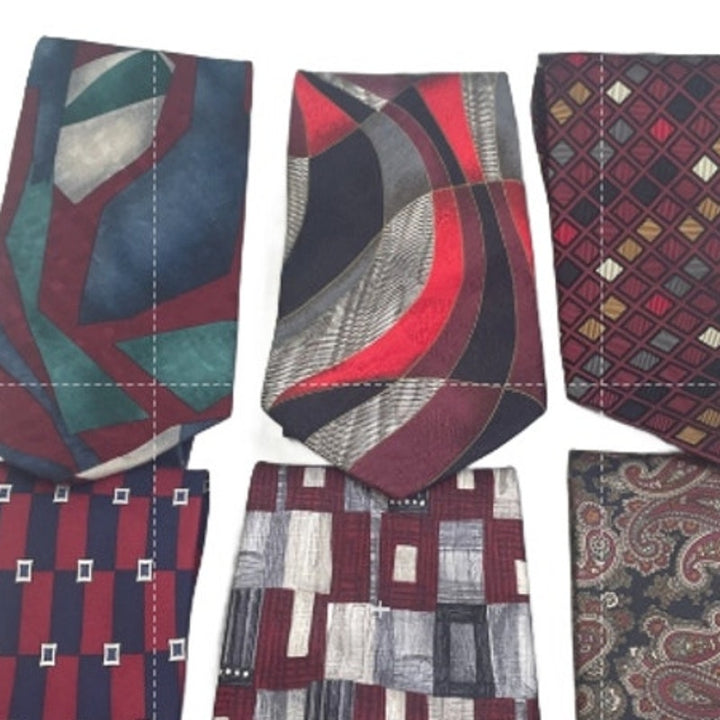 Lot of 6 Red Silver Blue Striped Paisley Vintage and Modern Mens Neck Ties