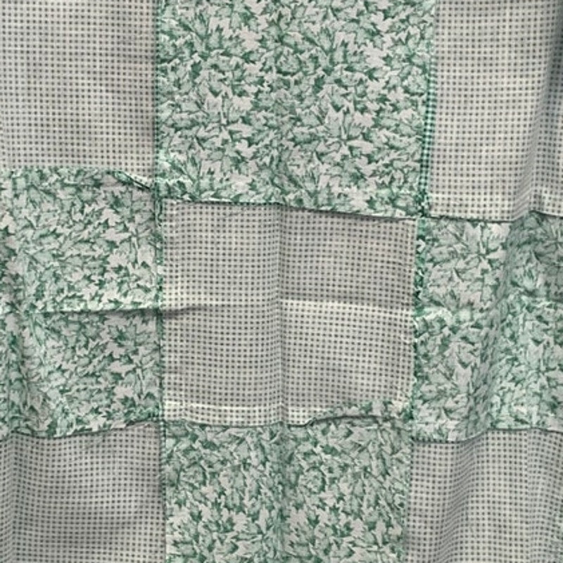Hand-Sewn Green Gingham &amp; Ivy Cotton Quilt Square, 26 × 26 Inches