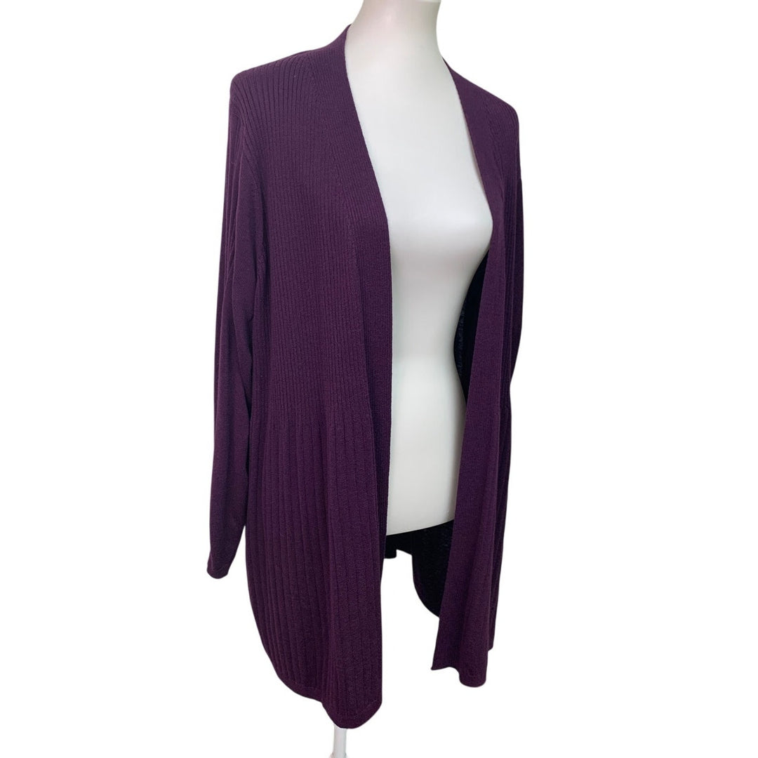 Catherines Womens 1X Cotton Blend Long Sleeve Open Front Knit Cardigan Sweater