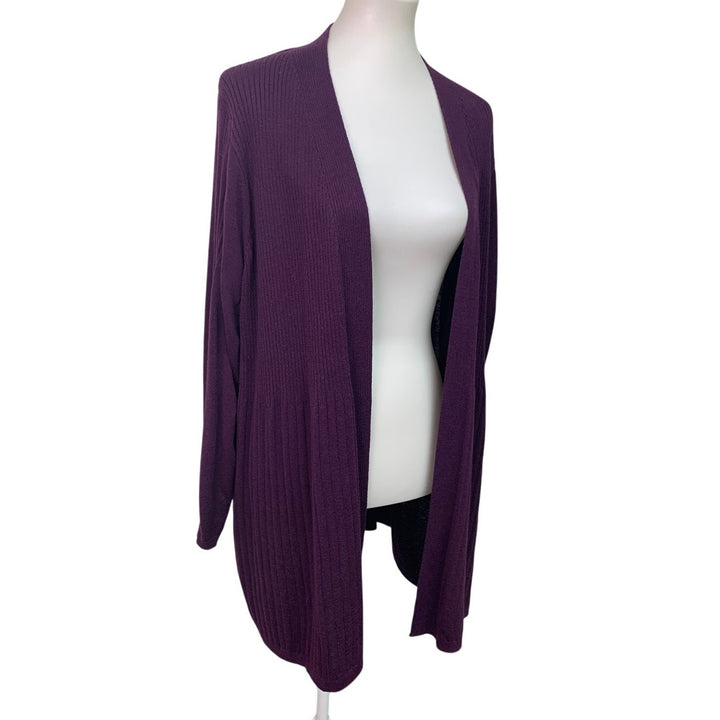 Catherines Womens 1X Cotton Blend Long Sleeve Open Front Knit Cardigan Sweater