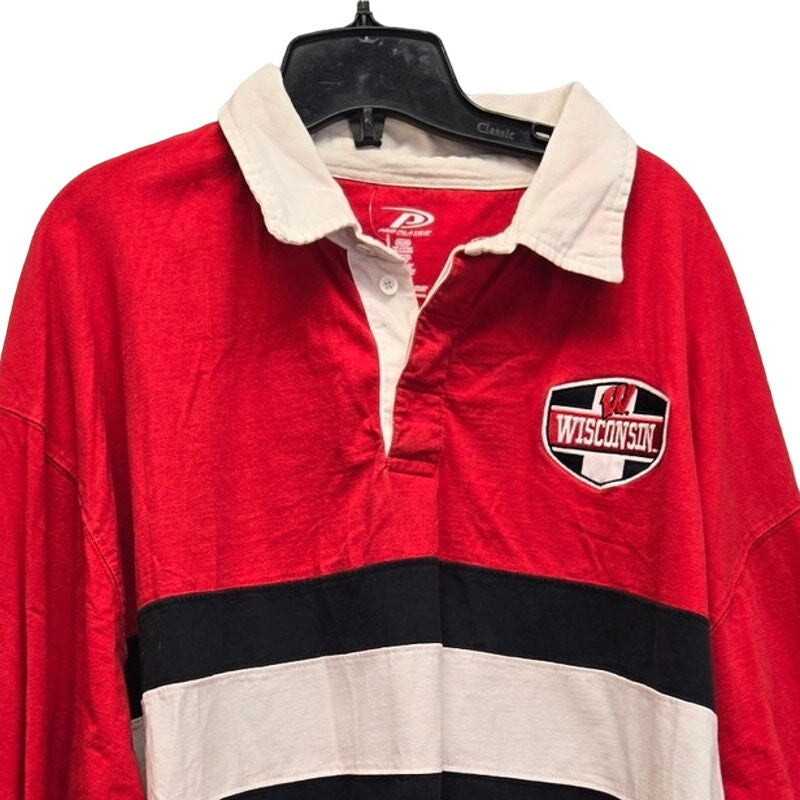 Wisconsin Badger Football Mens 2XL Cotton Long Sleeve Collared Polo Shirt