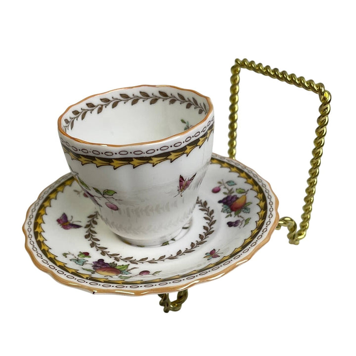 Vintage Spode Rockingham Cup &amp; Saucer Fruit 695905 Bone China England Teacup Set