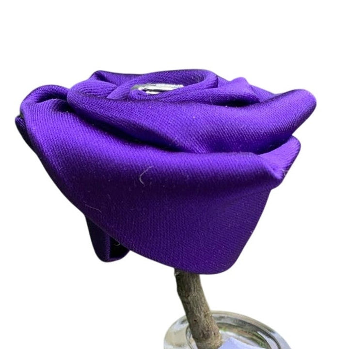 Handmade Single Purple Love Gift Silk Rose Upcycled Necktie Mini Glass Vase Gift