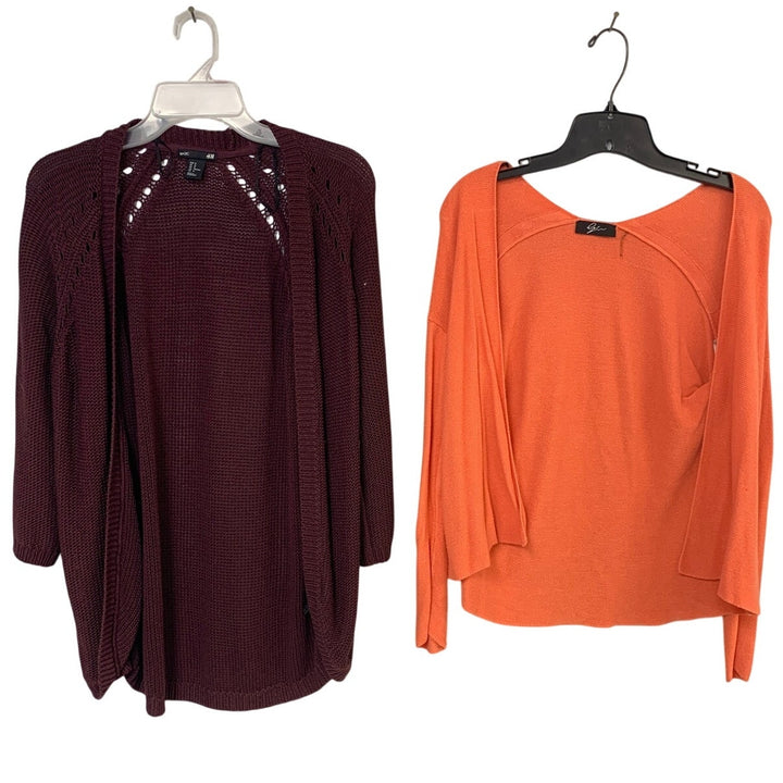 Lot of 2 H&amp;M Basic Cyrus Womens Medium Long Sleeve Open Front Knit Cardigan