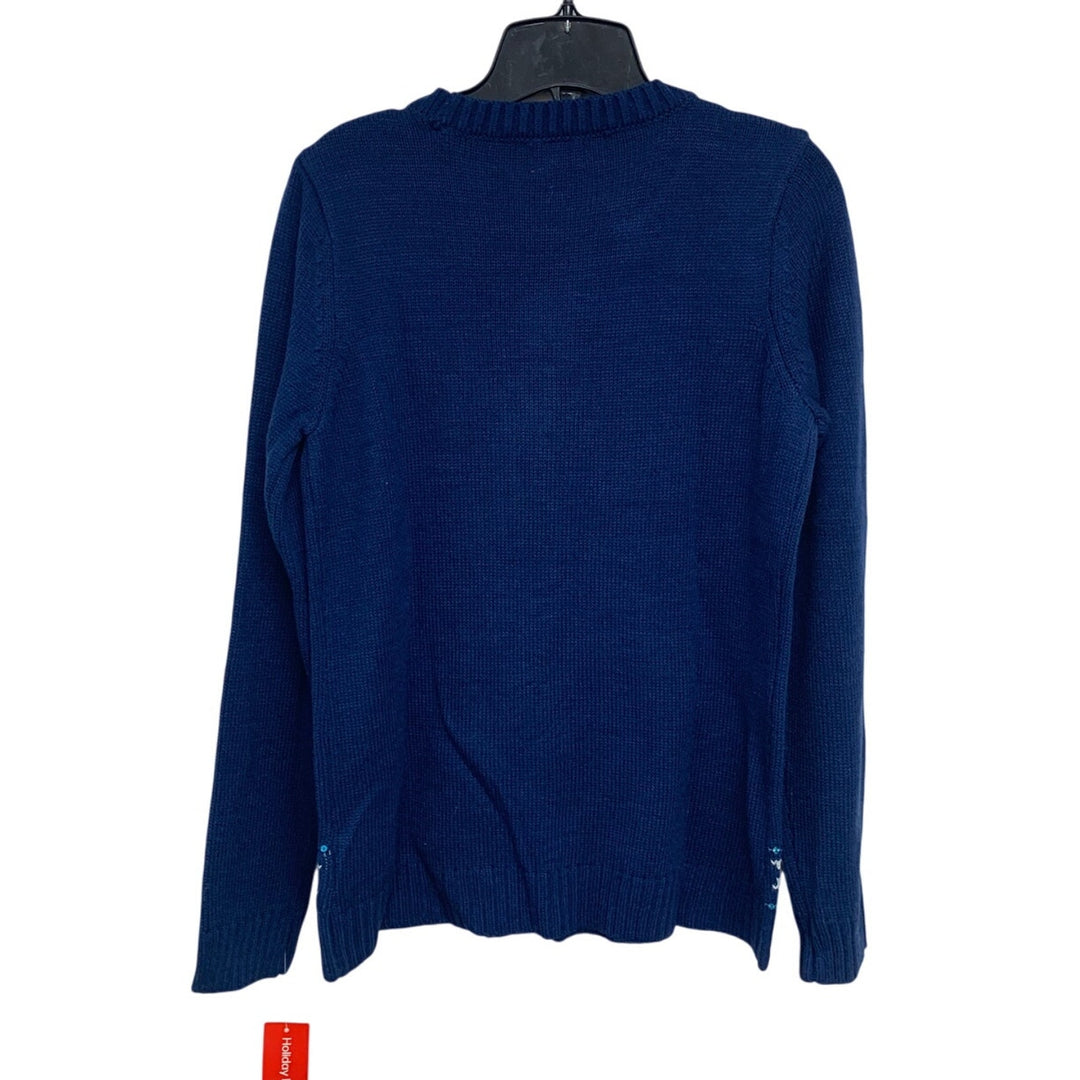 NWT New Holiday Lane Womens Blue Happy Llamakkah Hannukah Long Sleeve Sweater