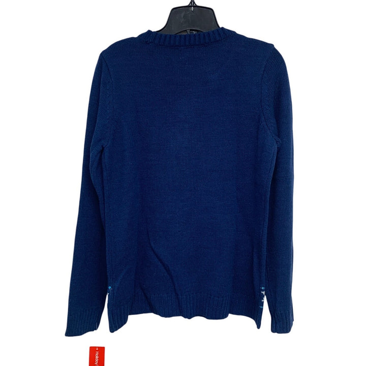 NWT New Holiday Lane Womens Blue Happy Llamakkah Hannukah Long Sleeve Sweater