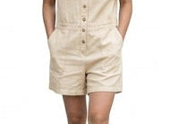 New Eddie Bauer Womens Ecru Cream Hemplify Button Front Collared Utility Romper