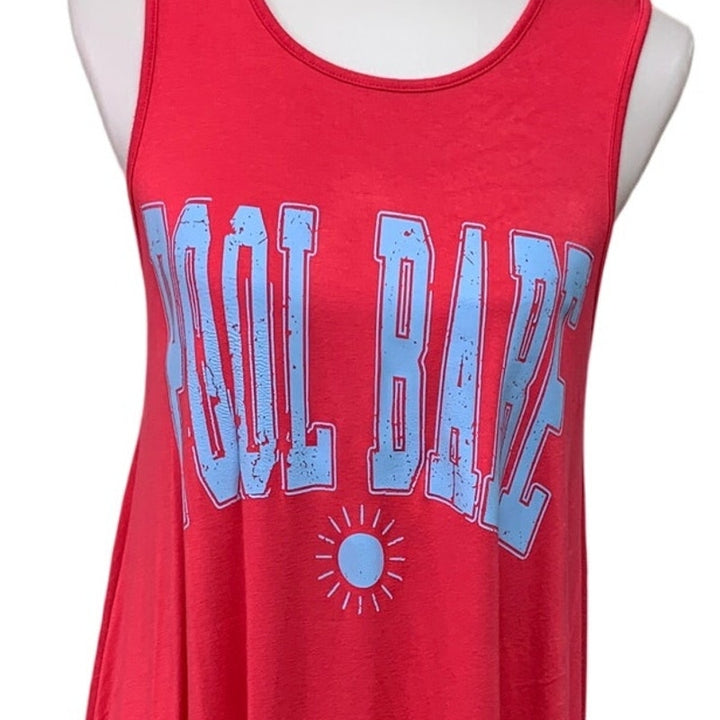 Hand Printed Upcycled Womens Large Pool Babe Sleeveless Long Flowy Tank Top