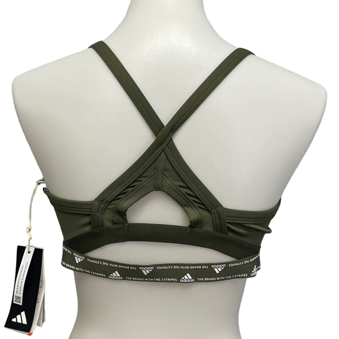 New Adidas Small 36AC Olive Light Support Removeable Pads Training Sports Bra