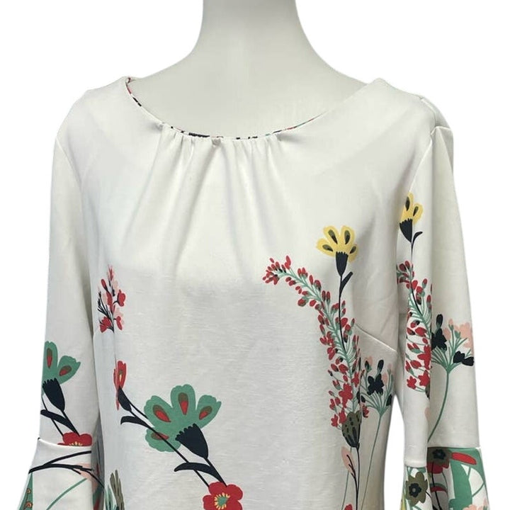 New York &amp; Company XL Long Ruffled Sleeve Floral Vine Knee Length Sheath Dress