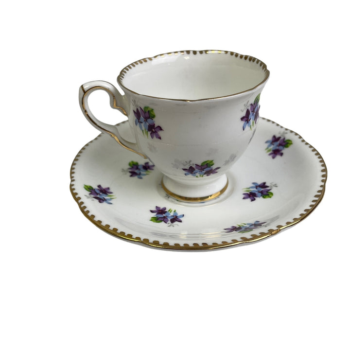 Vintage Royal Stafford Sweet Violets England Saucer Cup Bone China Teacup Set
