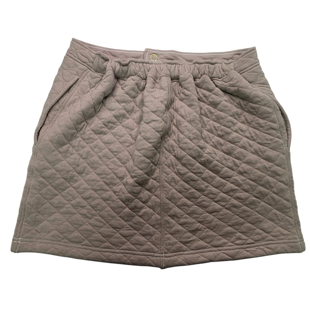 New Aerie Small Short Elastic Waist Quilted Tan Mini Pencil Skirt w Pockets