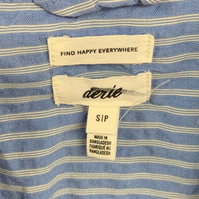 2 New Aerie Womens Small Long Sleeve Striped Button Up Shirt Ribbed Tops