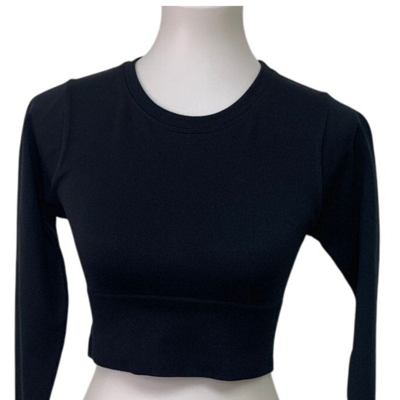 New Offline by Aerie Womens Medium Long Sleeve Crew Neck Cropped Activewear Top