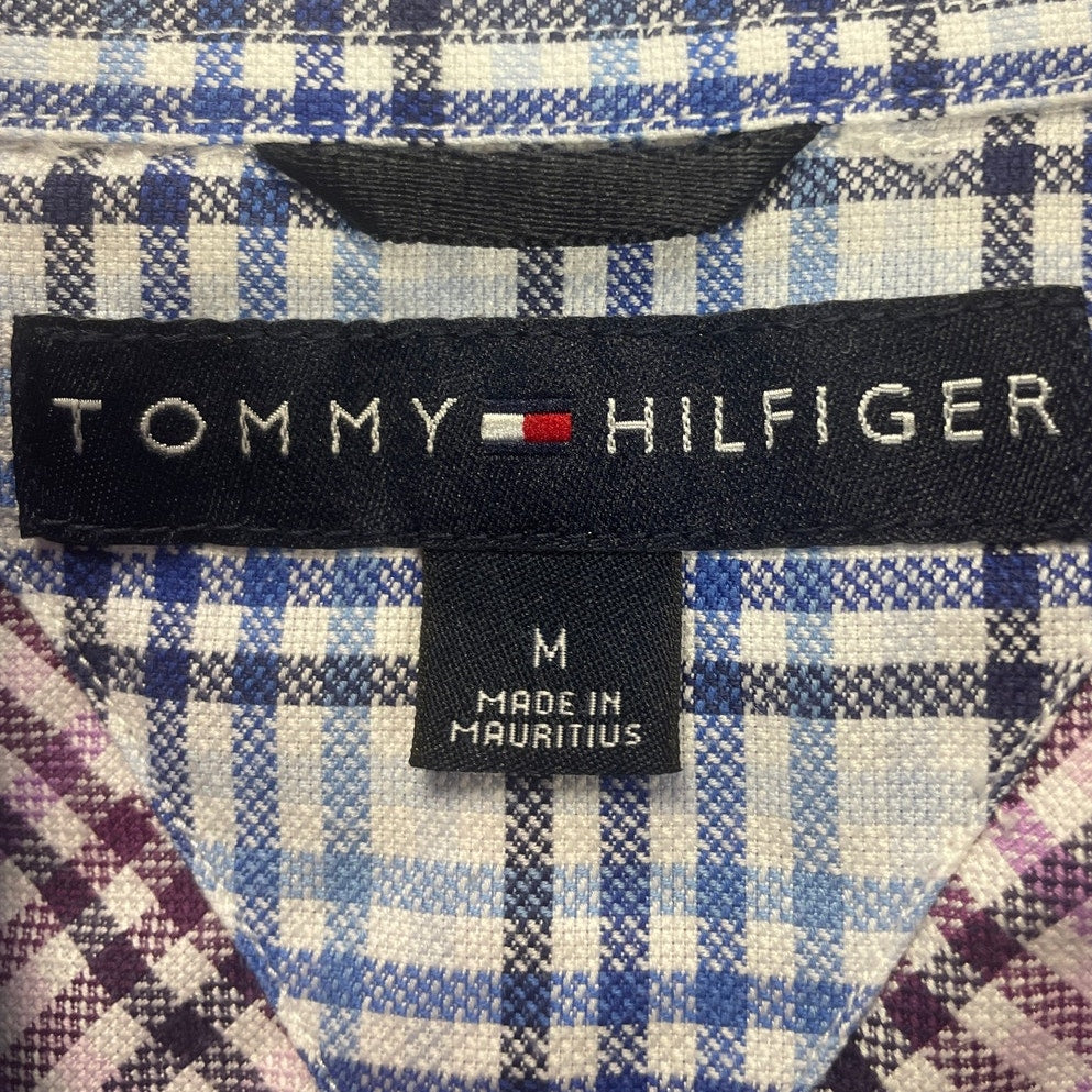 Tommy Hilfiger Mens Medium 100% Cotton Gingham Long Sleeve Button Down Shirt