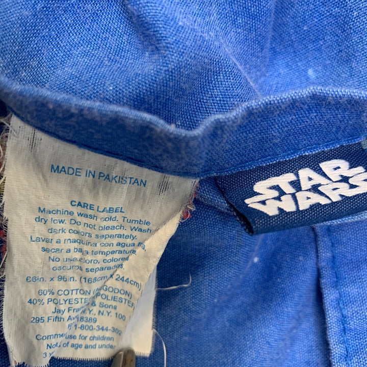 Star Wars The Clone Wars Blue Polyester Cotton Blend Yoda Anakin Twin Flat Sheet
