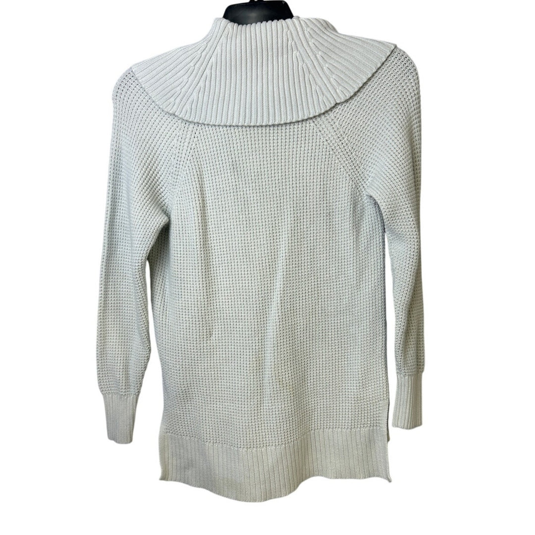 Michael Michael Kors Mens Small White Black Patch Long Sleeve Cowl Neck Sweater