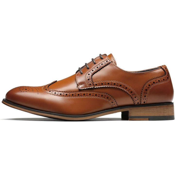 Bruno Marc Mens Size 10.5 Brown Faux Leather Lace Up Soft Cap Toe Oxford Shoes