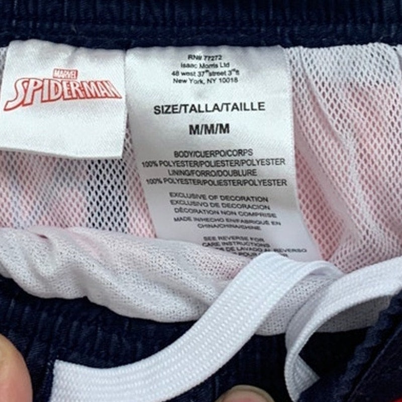 NWT New Marvel Spiderman Boys Medium Webbing Lined Swimming Swim Trunks