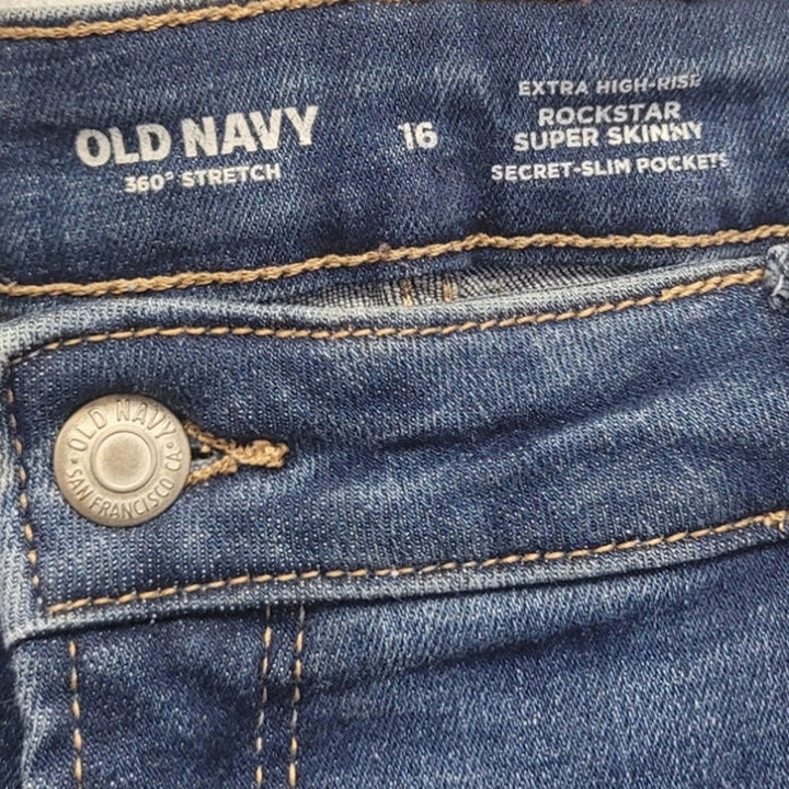 Old Navy Womens 16 Distressed Extra High Rise Rockstar Super Skinny Jeans