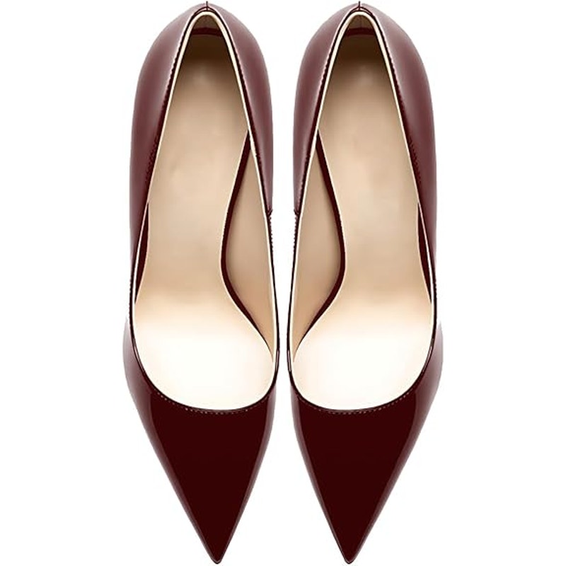Qunvngutui Womens Size 11 Wine Red 5" High Heel Pointed Toe Stiletto Pumps Shoes