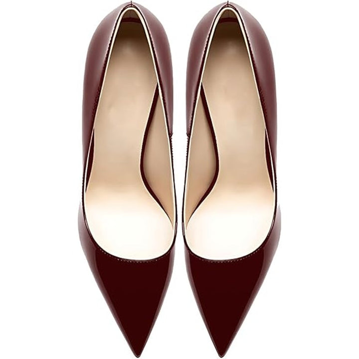 Qunvngutui Womens Size 11 Wine Red 5" High Heel Pointed Toe Stiletto Pumps Shoes