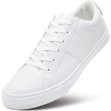ZGR Mens Size 12 White Faux Leather Lace Up Basic Low Top Sneakers Casual Shoes