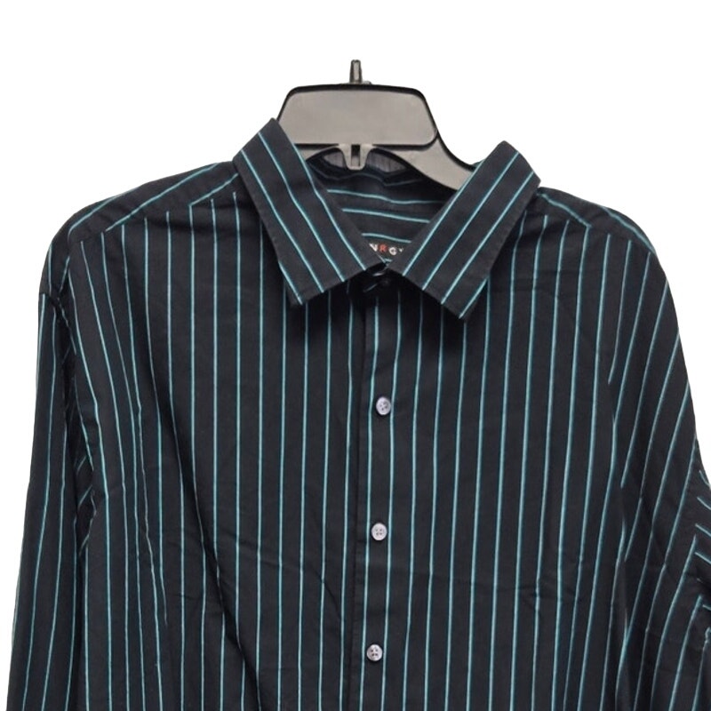 Synrgy Mens 2XL 100% Cotton Pin Striped Long Sleeve Button Up Shirt