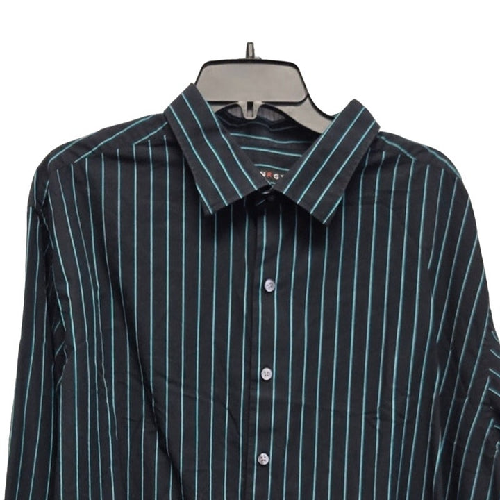 Synrgy Mens 2XL 100% Cotton Pin Striped Long Sleeve Button Up Shirt