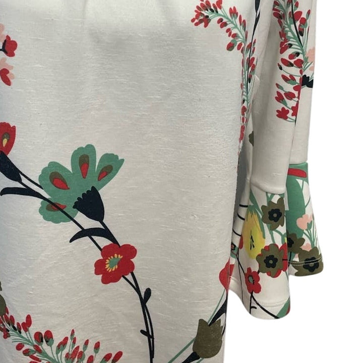 New York &amp; Company XL Long Ruffled Sleeve Floral Vine Knee Length Sheath Dress