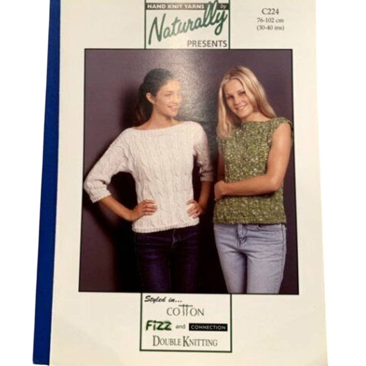 New Hand Knit Yarns Naturally C224 Boat Neck Sweater Sleeveless Knitting Pattern