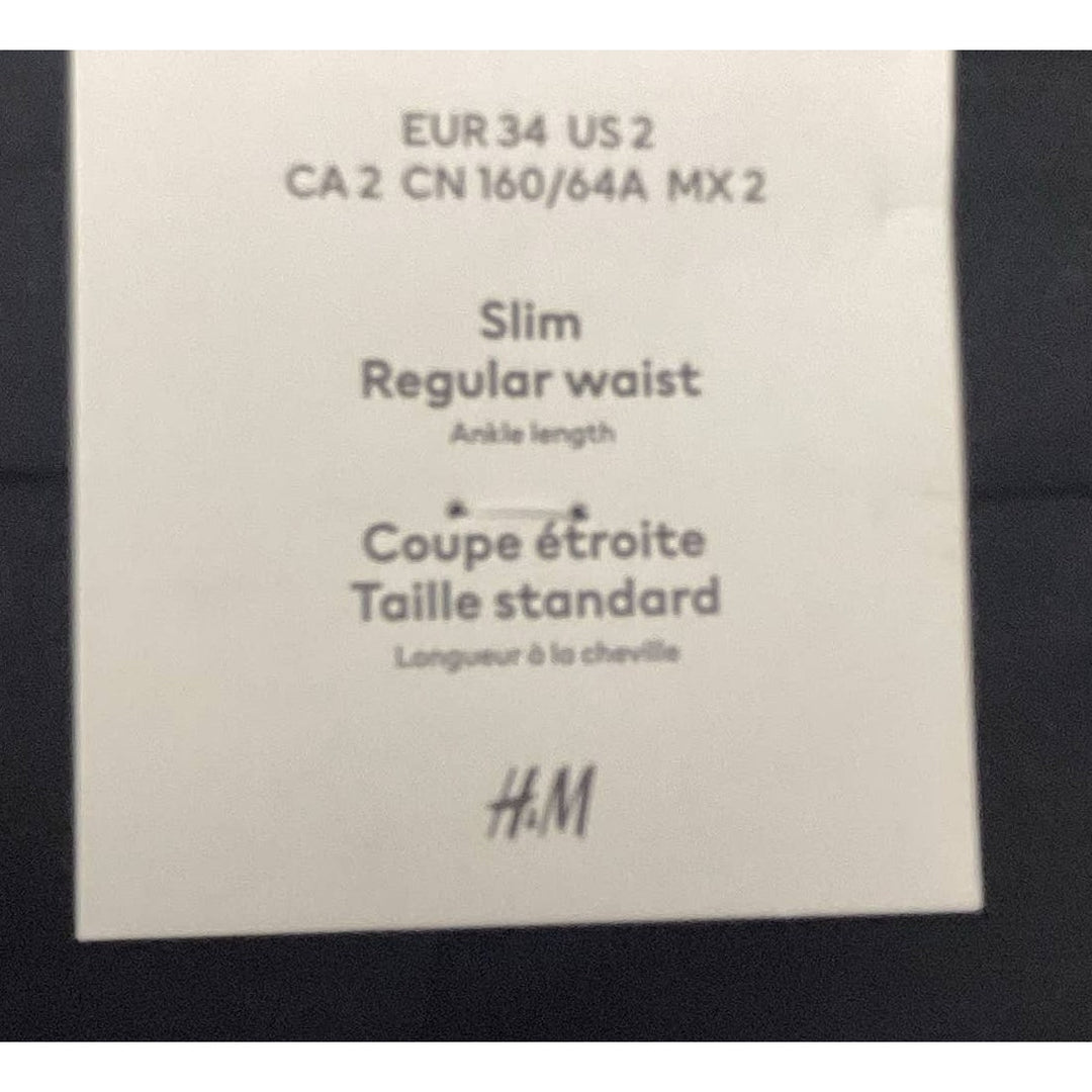 New H&amp;M Womens Size 2 Slim Regular Waist Cropped Basic Black Capri Cropped Pants