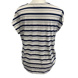 89th & Madison Womens Large Striped Top w Rhinestone Shoulder Accent Holes