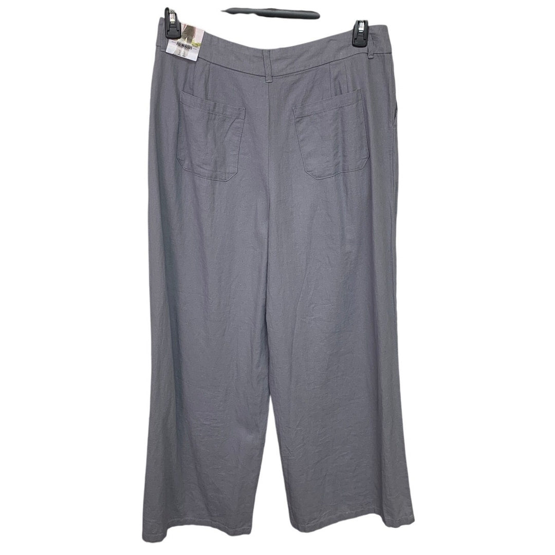 NWT New Rewash Juniors Size 11 Gray Linen Blend Wide Leg Trouser Pants