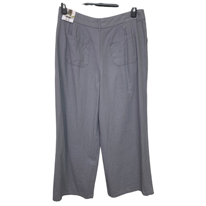 NWT New Rewash Juniors Size 11 Gray Linen Blend Wide Leg Trouser Pants