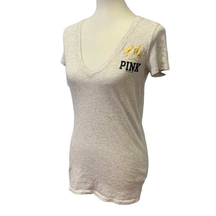 Mizzou Columbia Tigers Womens Medium Pink 5th &amp; Ocean V-Neck Cotton Blend Tee