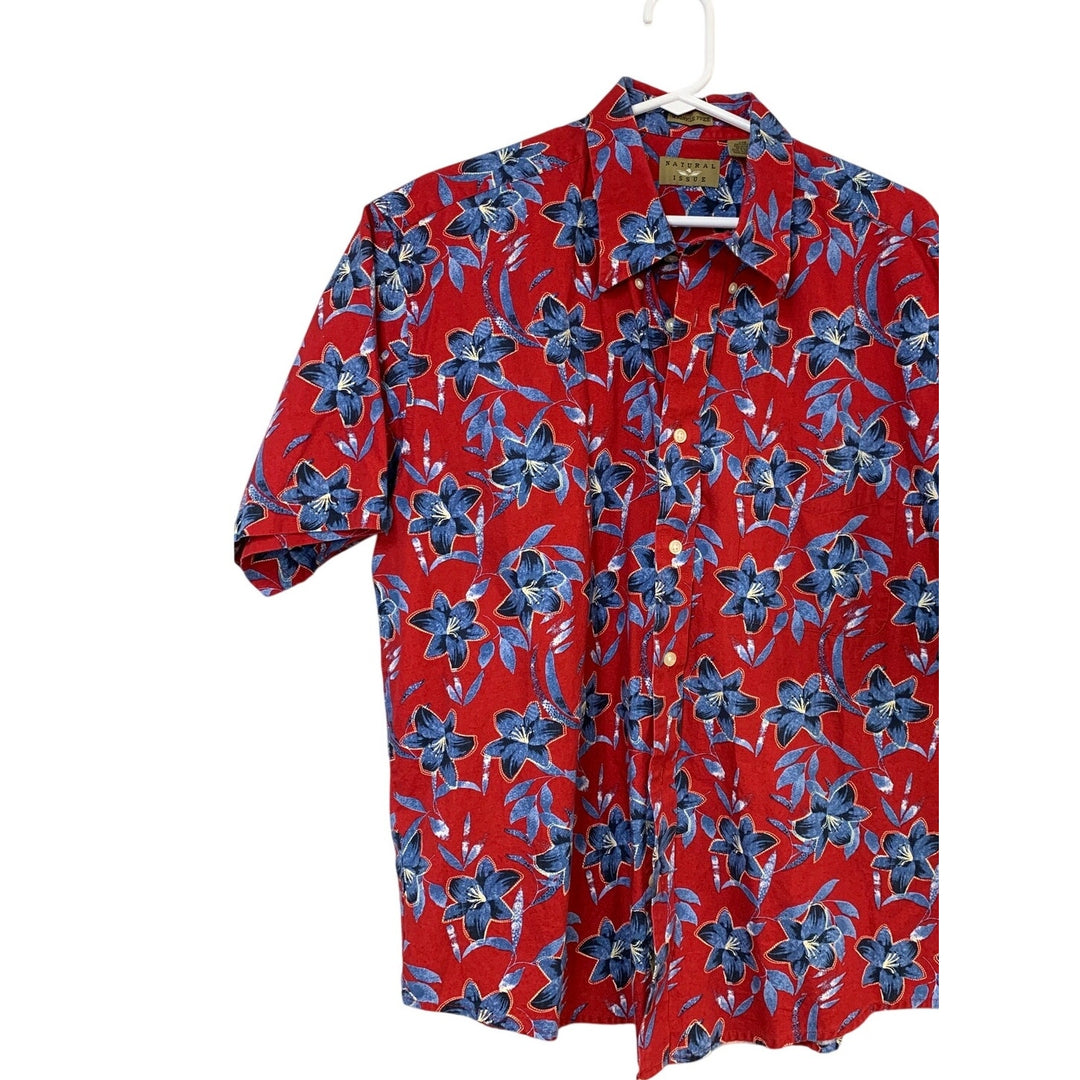 Lot of 2 Natural Issue Mens Large Floral Plam Tree Short Sleeve Button Up Shirts