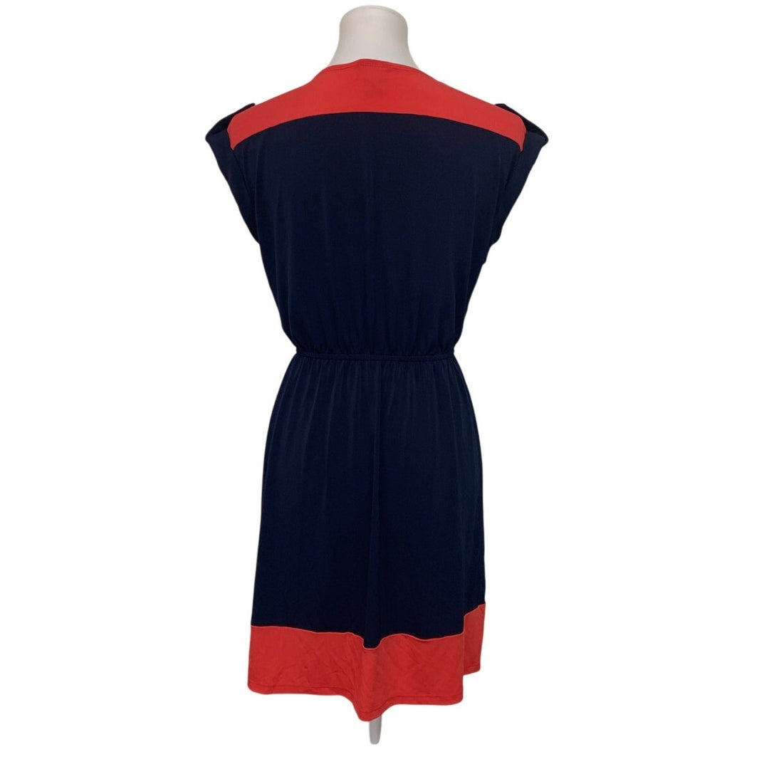 Enfocus Studio Womens Size 4 Short Sleeve V Neck Faux Button Blouson Dress