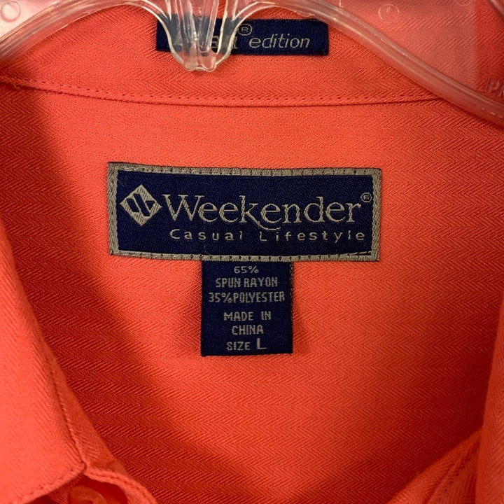 Lot of 2 Caribbean Weekender Mens Large Tropical Short Sleeve Button Up Shirts