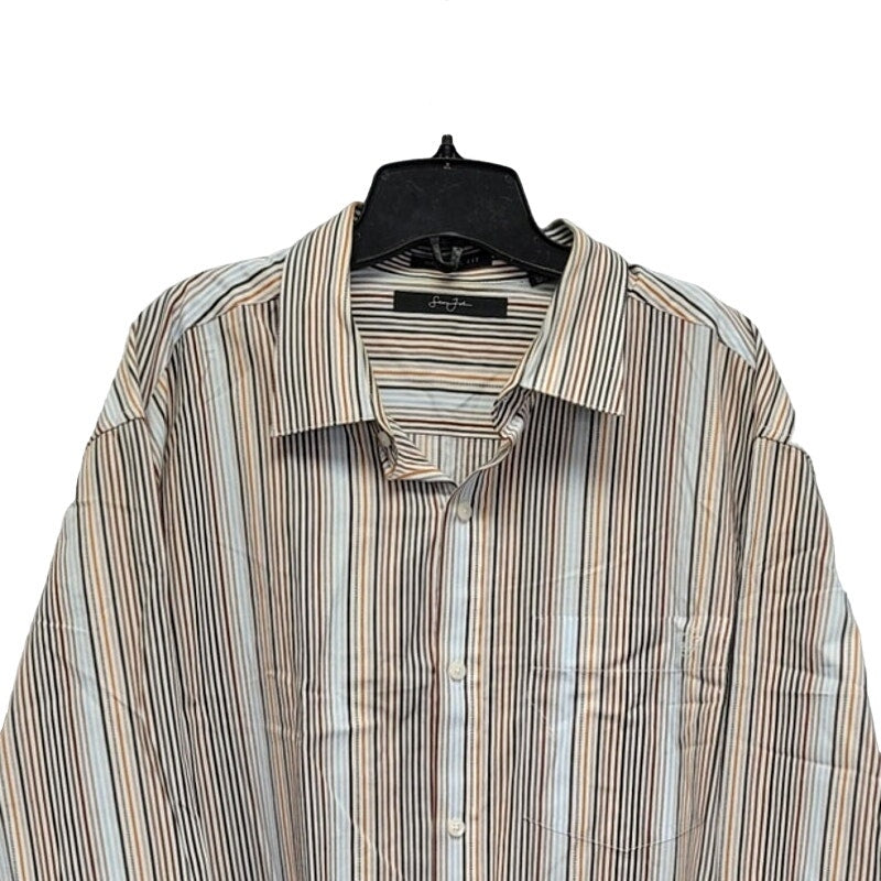 Sean John Mens 2XL Striped Original Fit 100% Cotton Long Sleeve Button Up Shirt