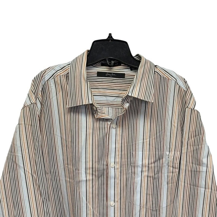 Sean John Mens 2XL Striped Original Fit 100% Cotton Long Sleeve Button Up Shirt