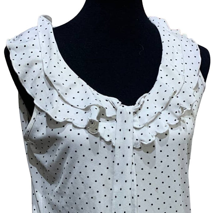 Maurices Medium Sleeveless Ruffled Polka Dot Bouse w Attached Cami Underneath