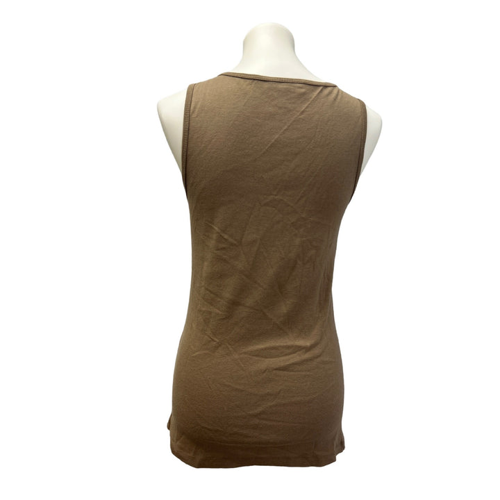 Attention Time &amp; Tru Womens Medium Large Sleeveless Brown Floral Tank Tops