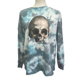 Upcycled Hand Printed Womens Medium Human Skull Goth Bones Tie Dye Sweatshirt