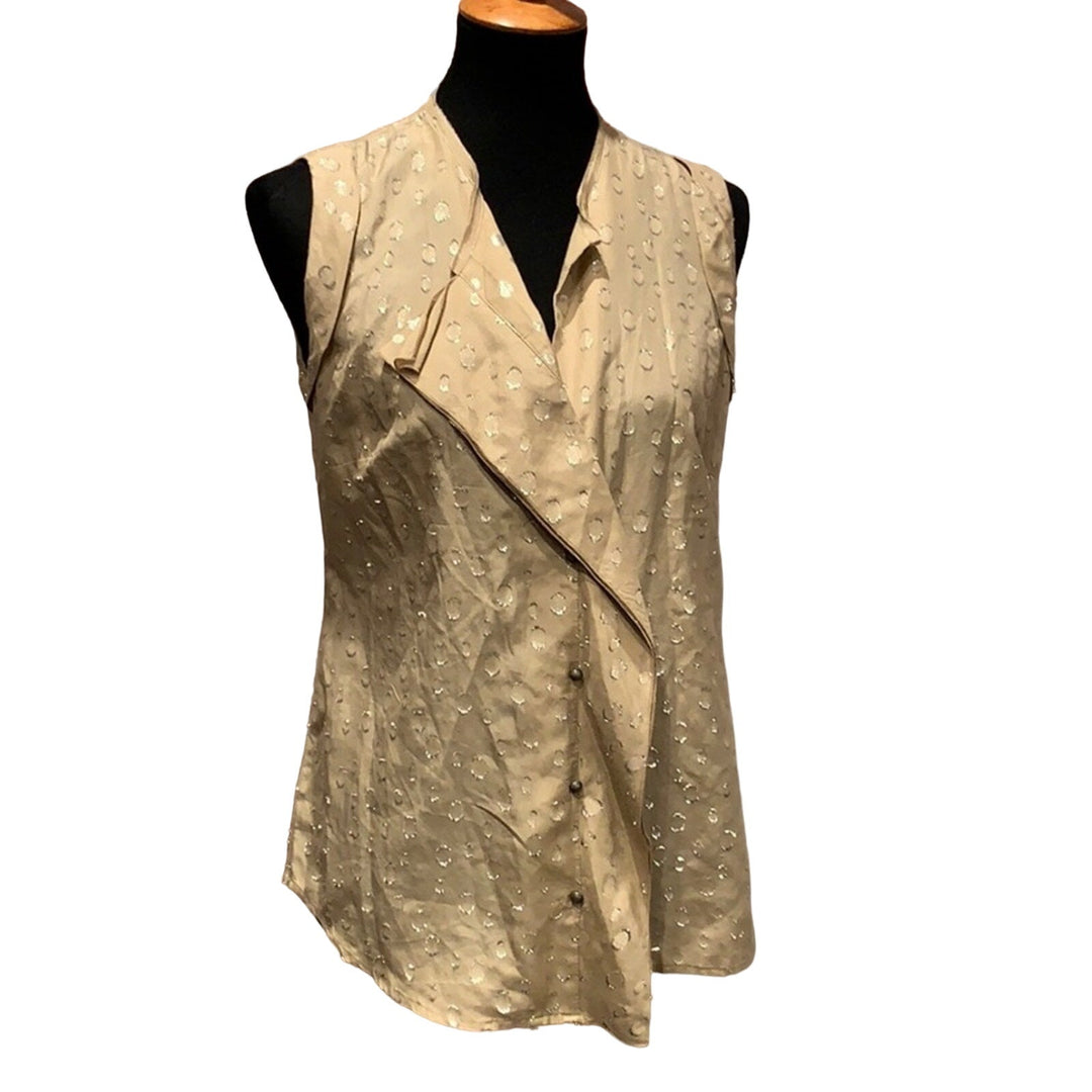 Ann Taylor Womens Size 6 Silk Blend Metallic Polka Dot Sleeveless Tank Top