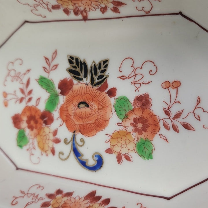 Vintage Japan Hand-Painted Floral Divided Fine China Dish with Handle