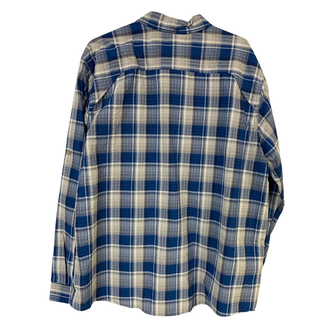 New Eddie Bauer Mens XL True Blue Plaid Classic Long Sleeve Pack It Tech Shirt