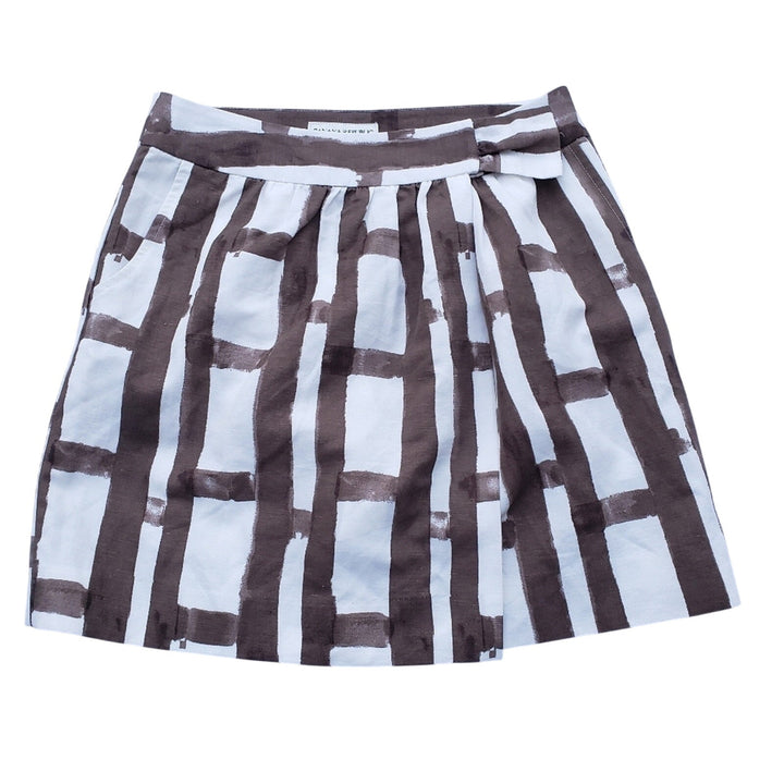 New Banana Republic Womens Size 2 Linen Blend Brown Plaid Mini Wrap Skirt
