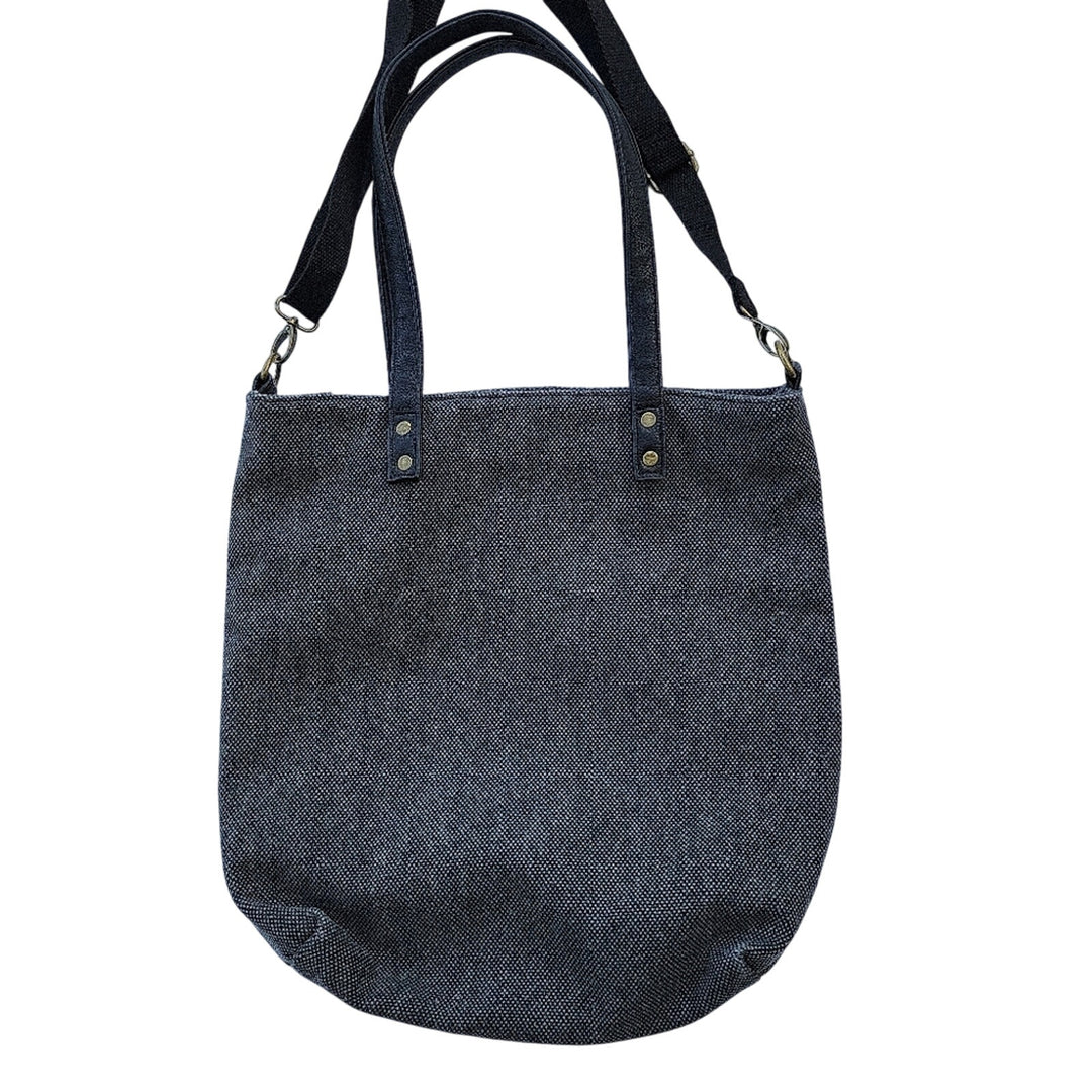 New Mudd Canvas Feel Polyester Snap Top Faux Leather Accent Lace Tote Bag