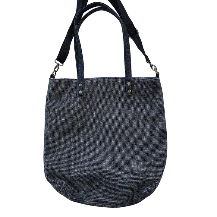 New Mudd Canvas Feel Polyester Snap Top Faux Leather Accent Lace Tote Bag